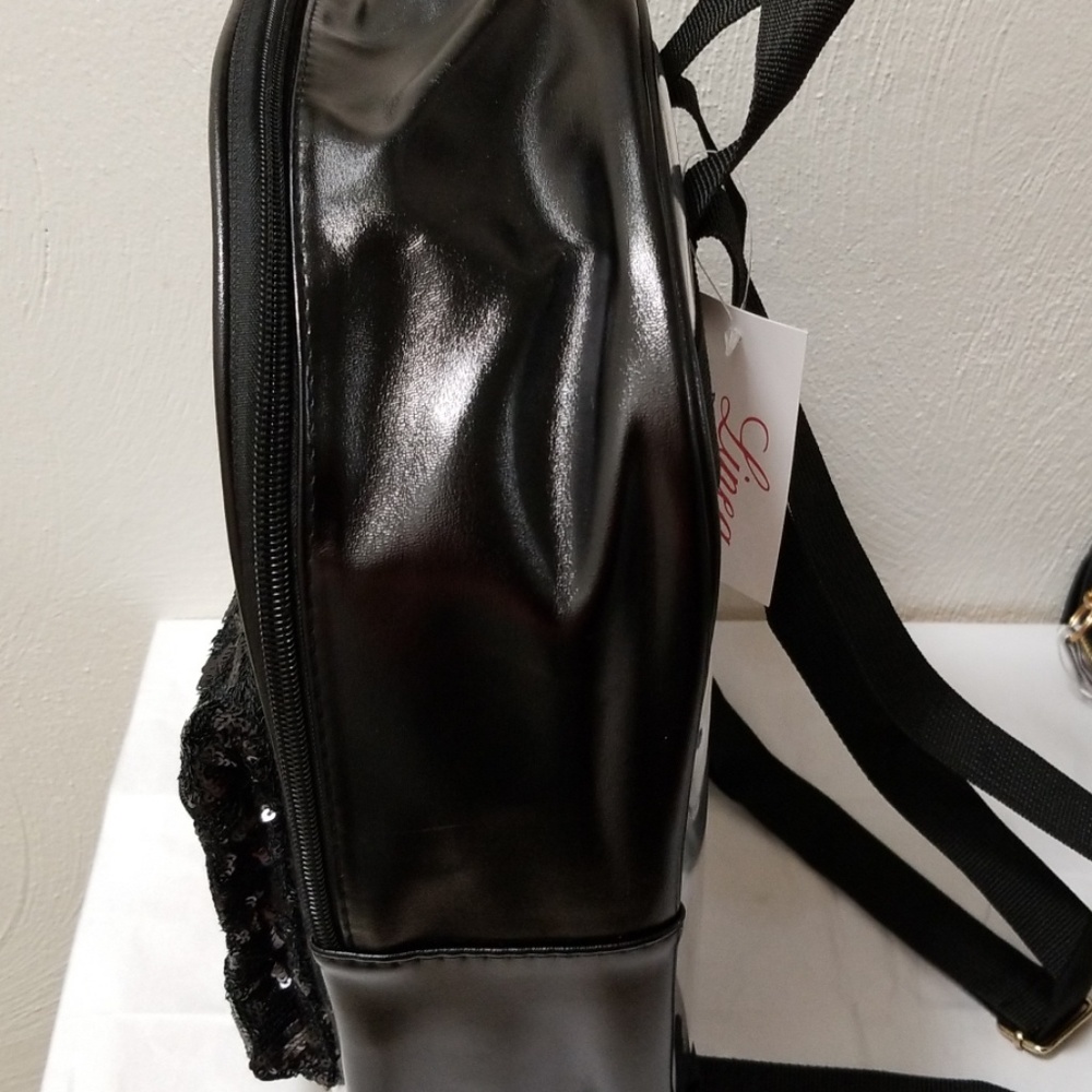 Clear/Black Faux Leather Backpack - Picture 4 of 5